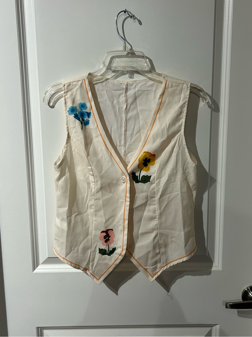 Cream Floral V-Neck Vest and short set